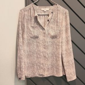 LOFT Snakeskin Collarless Utility Blouse